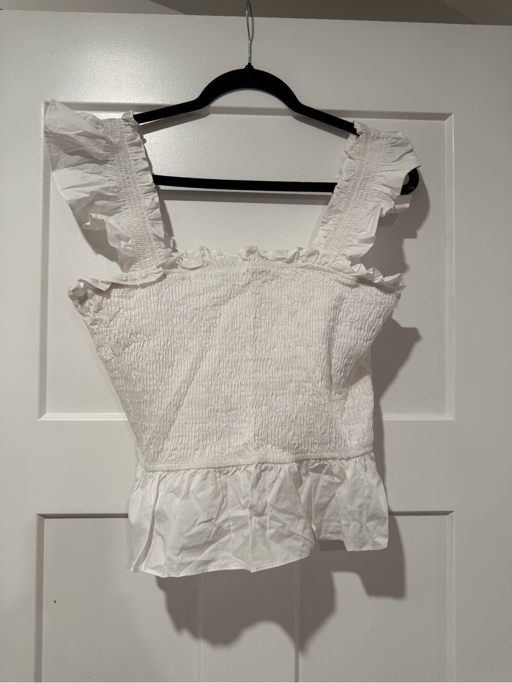 Sugarlips White Smocked Ruffle Tank
